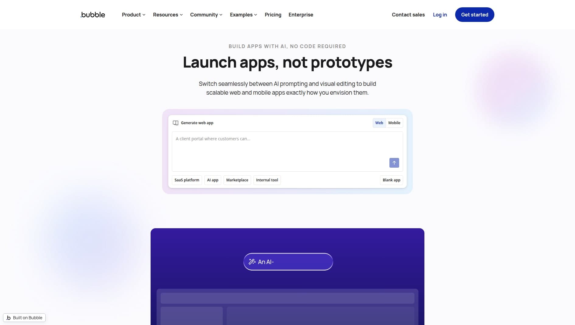 Bubble website screenshot