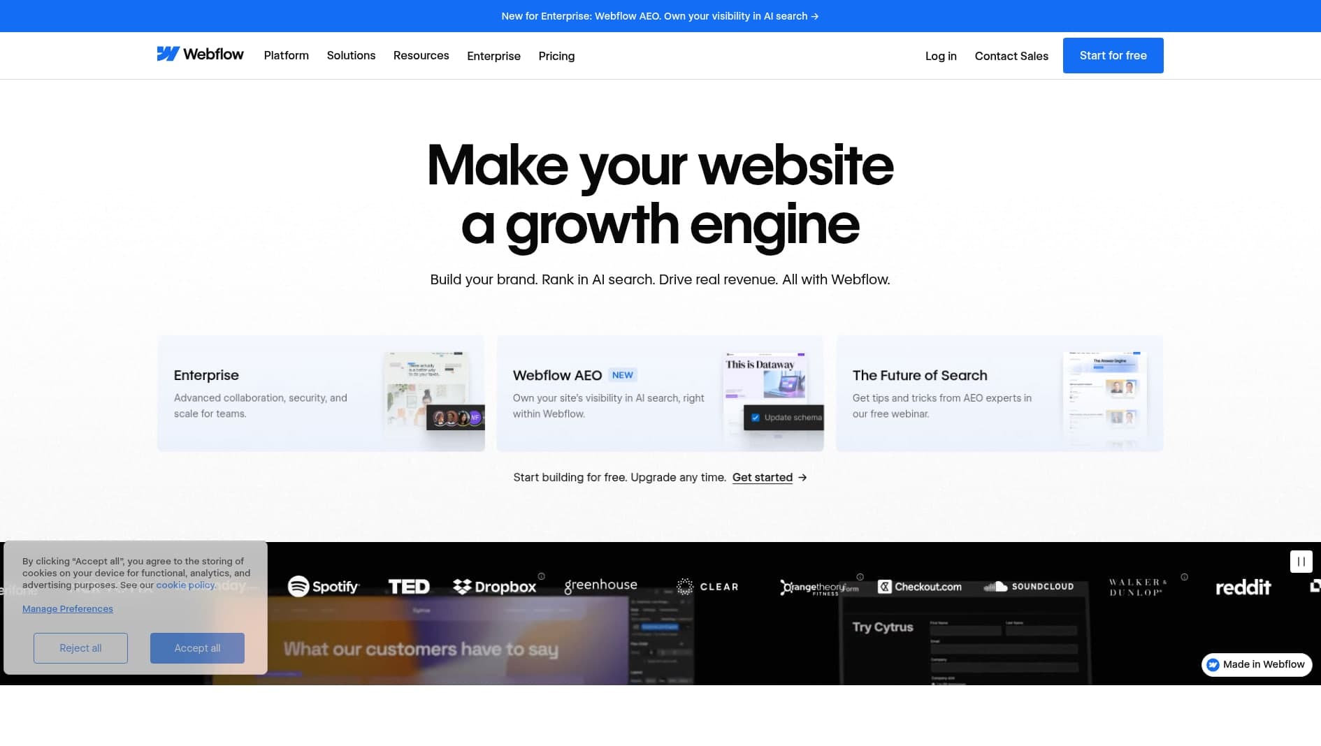Webflow website screenshot