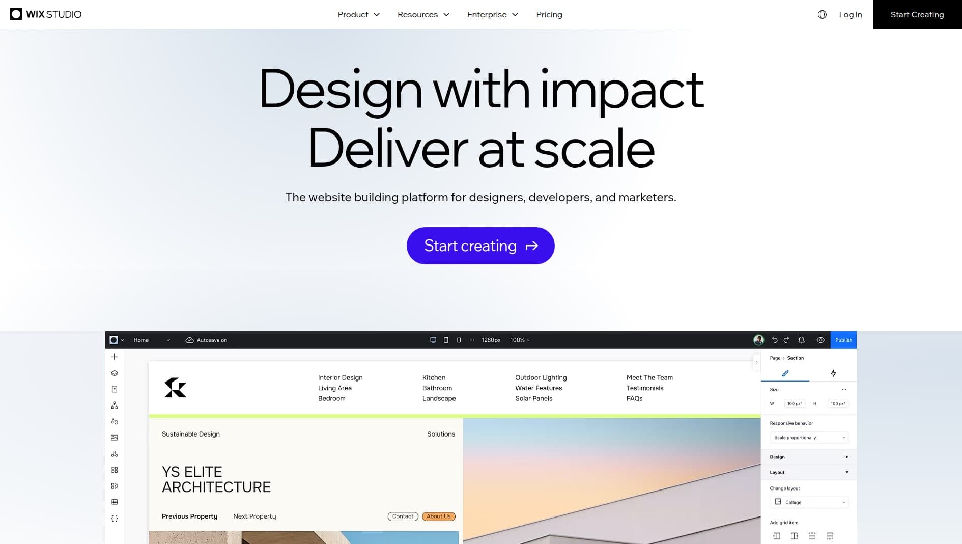 Wix Studio website screenshot